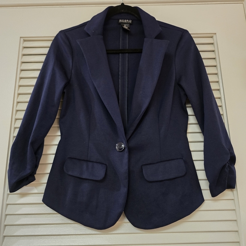 Soho Apparel Ltd - Classic Business Casual Office Navy Blue Blazer Jacket